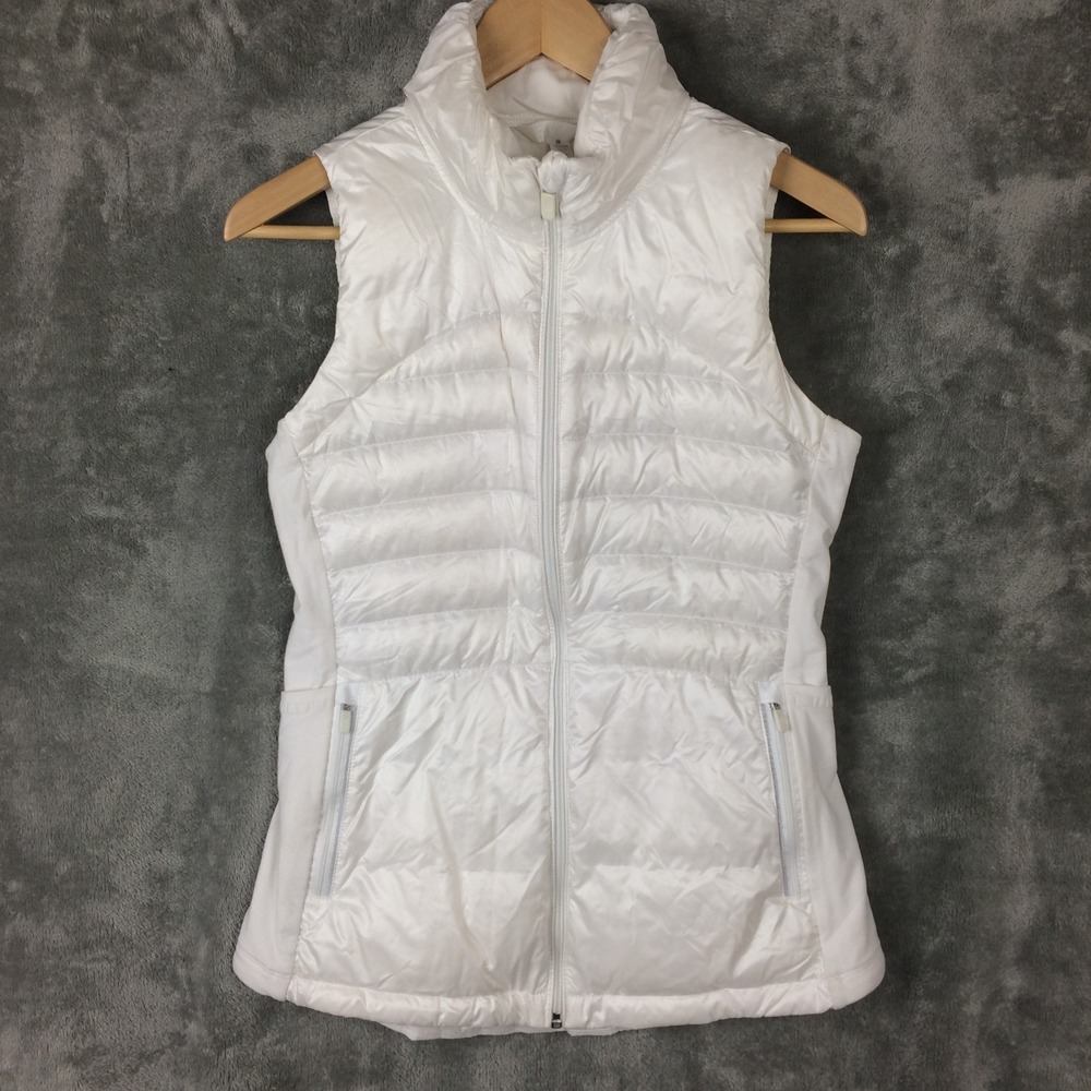 Lululemon Down For A Run Vest II Womens 8 White Goose Down Hiking Outdoors EXC
